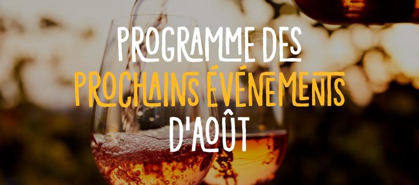 Programme des prochains événements d'août ! 